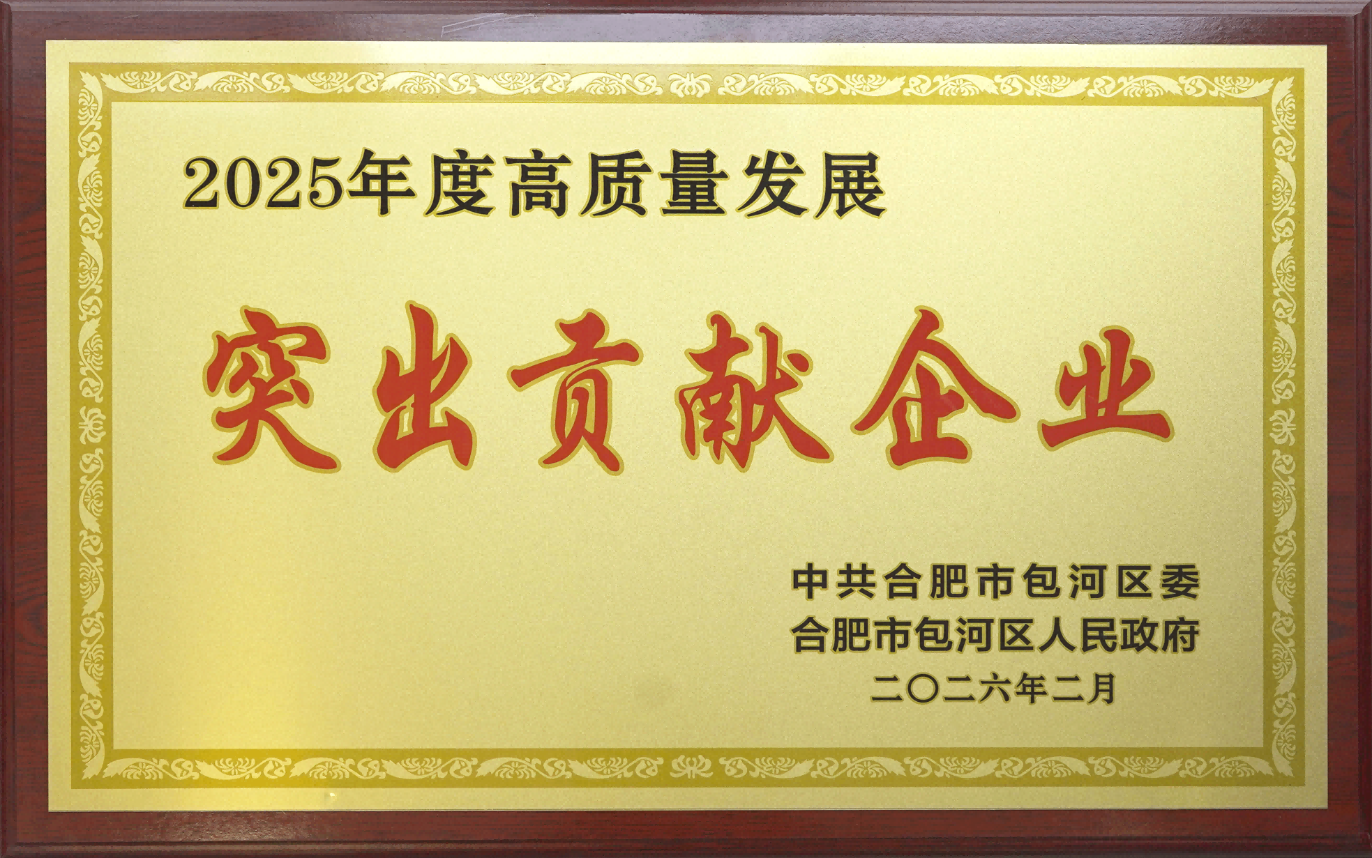 喜报|6686体育网页登录荣获包河区“高质量发展突出贡献企业”